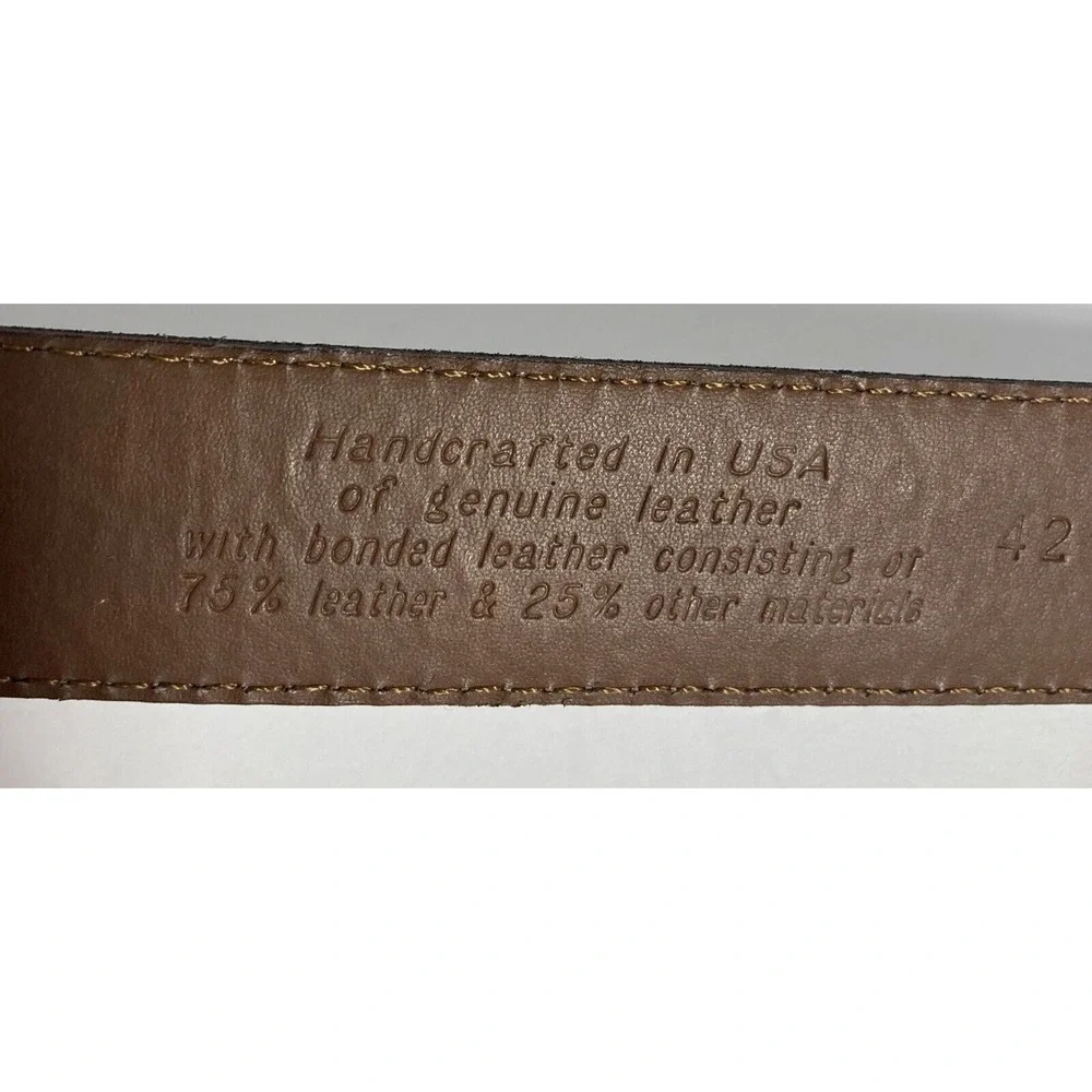 Claiborne Leather Belt Mens 42 Brown Gunmetal Buckle Handcrafted USA Classic‎